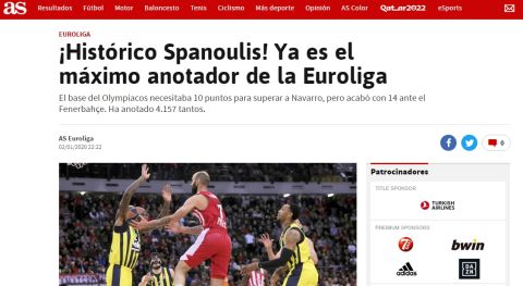 Βασίλης Σπανούλης: O διεθνής Τύπος υποκλίνεται στον "Θρύλο της EuroLeague"