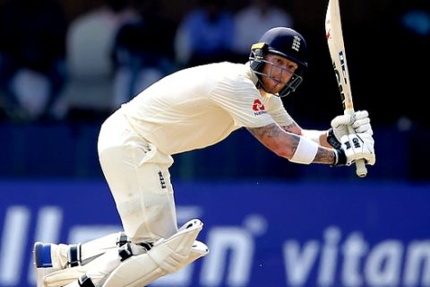 England's Ben Stokes plays a shot during the first day of the third test cricket match between Sri Lanka and England in Colombo, Sri Lanka, Friday, Nov. 23, 2018. (AP Photo/Eranga Jayawardena)