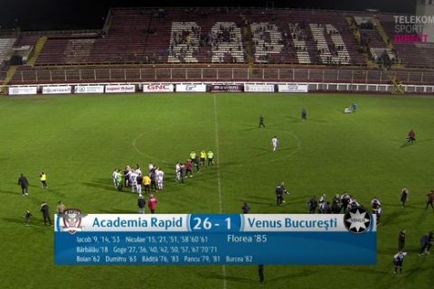 Η Ραπίντ Βουκουρεστίου νίκησε 26-1 σε αγώνα πρωταθλήματος