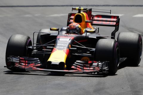 Red Bull Racing driver Max Verstappen of The Netherlands steers his car during the Formula One Grand Prix at the Monaco racetrack in Monaco, Sunday, May 28, 2017. (AP Photo/Frank Augstein)