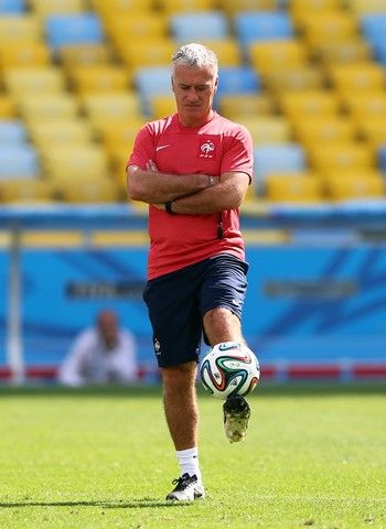 RIO DE JANEIRO, BRAZIL - JULY 03:  Didier Deschamps, headcoach of France controls the ball during a France national team training session at Maracana on July 3, 2014 in Rio de Janeiro, Brazil.  (Photo by Martin Rose/Getty Images)