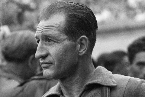 FILE-Italian cycling legend Gino Bartali is shown in this July 26, 1953  file photo after completing the Tour De France race.  Bartali died at his home near Florence,  Italy, Friday, May 5, 2000. He was 86.  (AP Photo/files)
