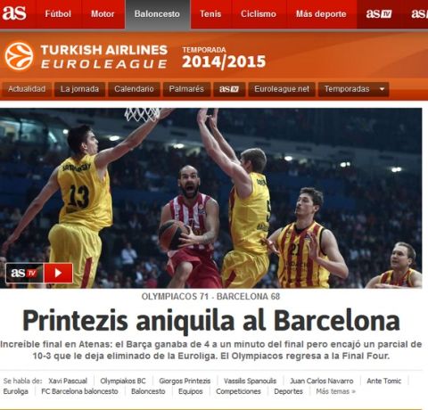 Τα ισπανικά ΜΜΕ για την πρόκριση του Ολυμπιακού στο F4