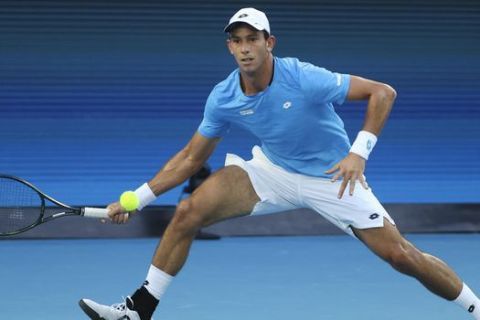 Ο Μιχαήλ Περβολαράκης σε αγώνα για το ATP Cup της Αυστραλίας