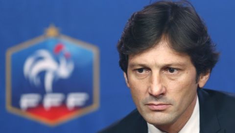 FILE - In this file photo dated Thursday, Dec 17, 2015, former Paris Saint-Germain's sport director Leonardo, of Brazil, attends a press conference at the French Football Federation (FFF) headquarters in Paris.  PSG announced Friday June 14, 2019, the return of Leonardo appointed as as Paris Saint-Germains new sporting director. (AP Photo/Jacques Brinon, FILE)