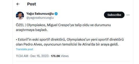 Ολυμπιακός: Ενδιαφέρεται για τον Μιγκέλ Κρέσπο της Φενέρμπαχτσε, σύμφωνα με Τούρκο δημοσιογράφο