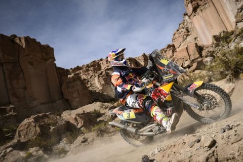 Toby Price (AUS) of Red Bull KTM Factory Team races during stage 04 of Rally Dakar 2016 around Jujuy, Argentina on January 6, 2016
