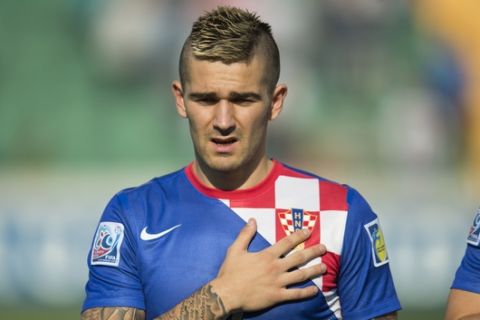 Croatias's Marko Livaja is pictured before the Under-20 World Cup round of 16 soccer match between Croatia and Chile in Bursa, Turkey, Wednesday, July 3, 2013. (AP Photo/Gero Breloer)