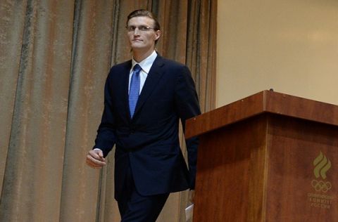 2684461 08/25/2015 Basketball player Andrei Kirilenko, a prospective candidate for the post of President of the Russian Basketball Federation, during 'presidential' elections at the conference hall of the Russian National Olympic Committee. Alexey Filippov/RIA Novosti