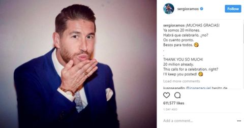 Ξεπέρασε τους 20.000.000 followers στο Instagram ο Σέρχιο Ράμος