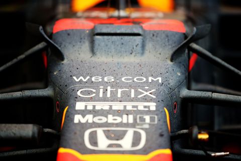 ISTANBUL, TURKEY - NOVEMBER 15: A detail shot of dirt on the car of Max Verstappen of Netherlands and Red Bull Racing after the F1 Grand Prix of Turkey at Intercity Istanbul Park on November 15, 2020 in Istanbul, Turkey. (Photo by Bryn Lennon/Getty Images)