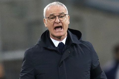 Nantes' coach Claudio Ranieri, shouts instructions at his players during the League One soccer match between Marseille and Nantes, at the Velodrome stadium, in Marseille, southern France, Sunday March 4, 2018. (AP Photo/Claude Paris)