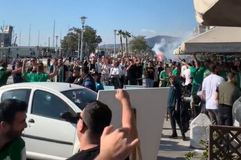 Παναθηναϊκός: Πανζουρλισμός στον Βόλο, χιλιάδες φίλοι του τριφυλλιού έστησαν πάρτι πριν από το ματς