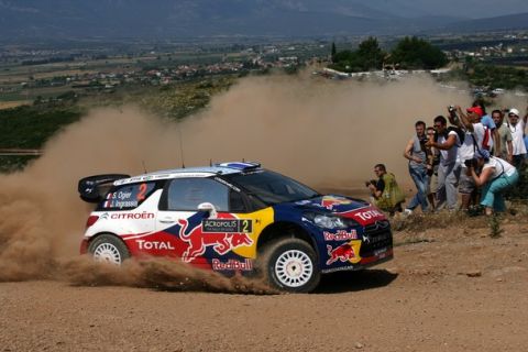 LOUTRAKI, GREECE - JUNE 17:  Sebastien Ogier of France and Julien Ingrassia of France compete in their Citroen Total WRT Citroen DS3 WRC during Day1 of the WRC Rally of Greece  on June 17, 2011 in Loutraki, Greece.  (Photo by Massimo Bettiol/Getty Images)