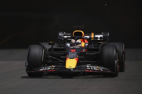 Red Bull driver Max Verstappen of the Netherlands steers his car during the first free practice at the Monaco racetrack, in Monaco, Friday, May 27, 2022. The Formula one race will be held on Sunday. (AP Photo/Daniel Cole)