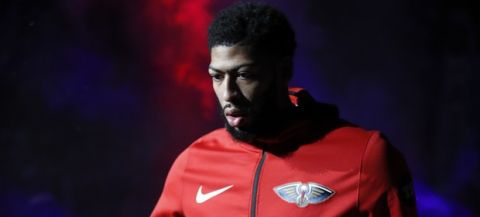 New Orleans Pelicans forward Anthony Davis (23) in the first half of an NBA basketball game in New Orleans, Friday, Dec. 7, 2018. (AP Photo/Tyler Kaufman)
