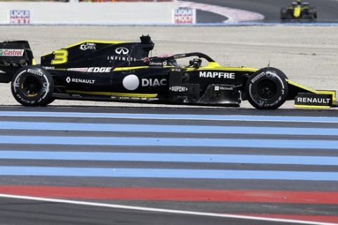 Renault driver Daniel Ricciardo of Australia steers his car during the French Formula One Grand Prix at the Paul Ricard racetrack in Le Castellet, southern France, Sunday, June 23, 2019. (AP Photo/Claude Paris)