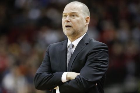 Denver Nuggets head coach Michael Malone watches from the sideline during the first half of an NBA basketball game against the Houston Rockets, Tuesday, Dec. 31, 2019, in Houston. (AP Photo/Eric Christian Smith)