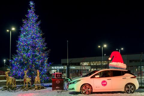 Nissan Sunderlands Christmas lights powered by one of their LEAF electric cars Picture: DAVID WOOD