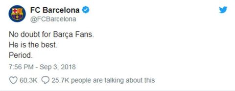 Το tweet - απάντηση της Μπαρτσελόνα στη FIFA για Μέσι