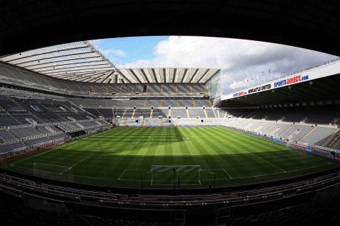 A general view of the stadium ahead of the English Premier League soccer match between Newcastle United and Stoke City at St James' Park, Newcastle, England, Sunday, March 10, 2013. (AP Photo/Scott Heppell)