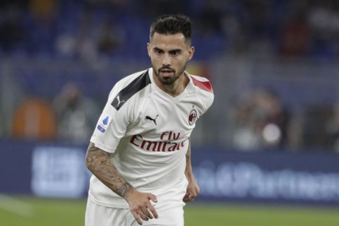 AC Milan's Suso during a Serie A soccer match between Roma and AC Milan, at Rome's Olympic Stadium, Sunday, Oct. 27, 2019. (AP Photo/Andrew Medichini)