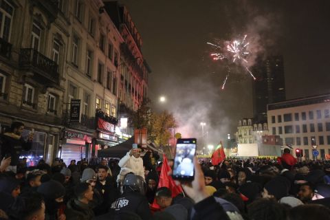 Μαροκινοί πανηγυρίζουν στις Βρυξέλλες