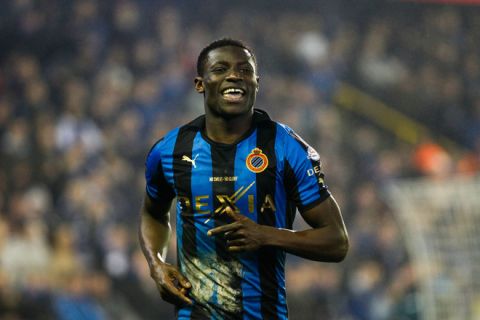 Club's Joseph Akpala celebrates after scoring the 3-0 goal during the Jupiler Pro League match between Club Brugge and KSC Lokeren, in Brugge, on January 25, 2012, on the 22nd day of the Belgian football championship. AFP PHOTO/ BELGA PHOTO/BRUNO FAHY (Photo credit should read BRUNO FAHY/AFP/Getty Images)