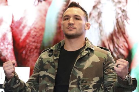 Michael Chandler is seen at a news conference promoting the Bellator Spring & Summer fight cards on Monday, March 9, 2020, in New York City. (AP Photo/Gregory Payan)
