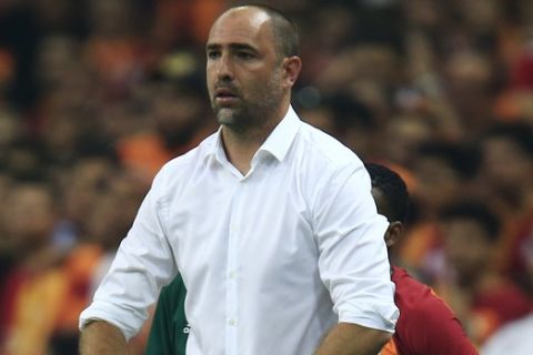 Galatasaray's manager Igor Tudor reacts during an UEFA Europa League second qualifying round, soccer match against Ostersund, in Istanbul, Thursday, July 20, 2017. The match ended 1-1 draw, but Ostersund won 3-1 on aggregate. (AP Photo/Lefteris Pitarakis)