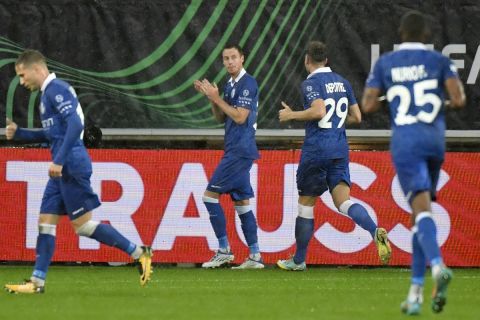 Ο Μπρούνο Γκοντό της Γάνδης πανηγυρίζει γκολ που σημείωσε κόντρα στη Μόλντε για τη φάση των ομίλων του Europa Conference League 2022-2023, Γάνδη | Πέμπτη 3 Νοεμβρίου 2022
