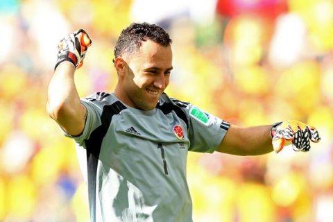 BELO HORIZONTE, BRAZIL - JUNE 14: Goalkeeper David Ospina of Colombia reacts after his teams second goal during the 2014 FIFA World Cup Brazil Group C match between Colombia and Greece at Estadio Mineirao on June 14, 2014 in Belo Horizonte, Brazil.  (Photo by Quinn Rooney/Getty Images)