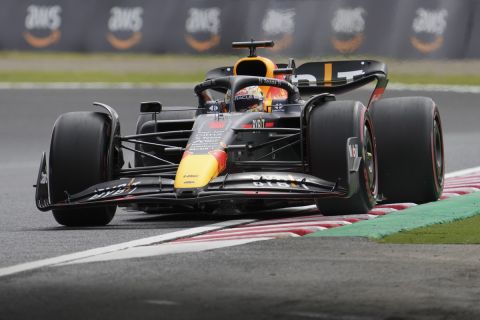 Red Bull driver Max Verstappen of the Netherlands steers his car during practice session 3 of the Japanese Formula One Grand Prix at the Suzuka Circuit in Suzuka, central Japan, Saturday, Oct. 8, 2022. (AP Photo/Toru Hanai)
