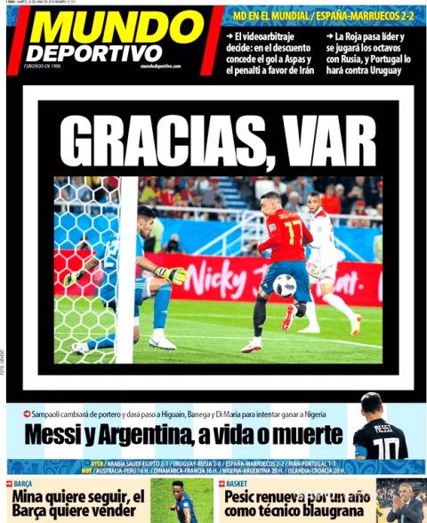 Ο ισπανικός Τύπος "ευχαριστεί" το VAR