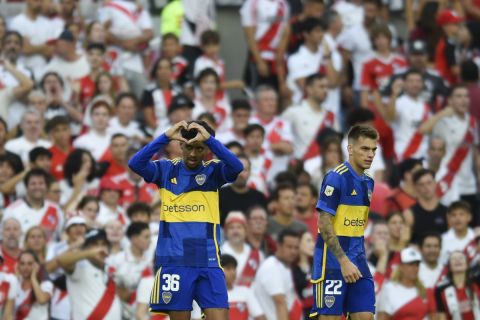 Ο Κριστιάν Μεδίνα της Μπόκα πανηγυρίζει γκολ που σημείωσε κόντρα στη Ρίβερ για το Copa del la Liga Argentina 2024 στο "Μονουμεντάλ", Μπουένος Άιρες | Κυριακή 25 Φεβρουαρίου 2024