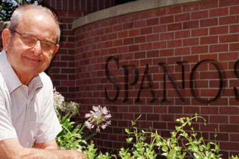 ** FILE ** San Diego Chargers owner, and businessman, Alex Spanos poses in front of the Spanos Park development  in Stockton, Calif., in this July 14, 1997 file photo. There are more people making $1 million-plus political donations now than there were before Congress passed a law aimed at taking seven-figure contributions out of elections, new figures show. More than five-dozen people have given $1 million or more to groups active in this year's presidential and congressional races according to data compiled by the nonpartisan Political Money Line campaign finance tracking service. (AP Photo/Ben Margot, Files)