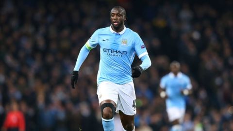 MANCHESTER, ENGLAND - MARCH 15:  Yaya Toure of Manchester City FC runs with the ball during the UEFA Champions League Round of 16 Second Leg match between Manchester City FC and FC Dynamo Kyiv at Etihad Stadium on March 15, 2016 in Manchester, United Kingdom.  (Photo by Alex Livesey/Getty Images)