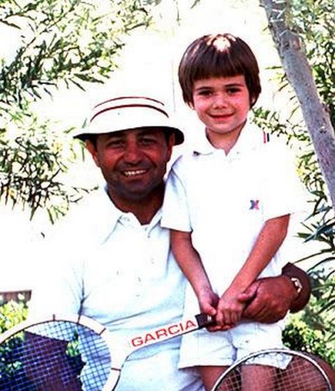 Andre Agassi, aged six, with father Emmanuel "Mike" Agassi.
