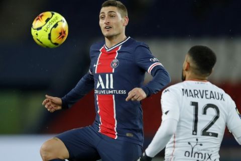Ο Μάρκο Βεράτι με τη φανέλα της Παρί σε αναμέτρηση της Ligue 1 απέναντι στην Λοριάν