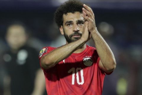 Ο Μοχάμεντ Σαλάχ με τη φανέλα της εθνικής Αιγύπτου σε ματς κόντρα στη Νότια Αφρική για το Κύπελλο Εθνών Αφρικής του 2019