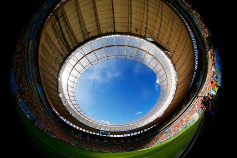BRASILIA, BRAZIL - JUNE 15:  (EDITORS NOTE: This image was taken using a fish eye lens.) A general view of the arena during the 2014 FIFA World Cup Brazil Group E match between Switzerland and Ecuador at Estadio Nacional on June 15, 2014 in Brasilia, Brazil.  (Photo by Matthew Lewis/Getty Images)
