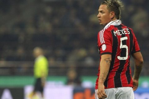 MILAN, ITALY - NOVEMBER 25:  Philippe Mexes of AC Milan looks on during the Serie A match between AC Milan and Juventus FC at San Siro Stadium on November 25, 2012 in Milan, Italy.  (Photo by Marco Luzzani/Getty Images)