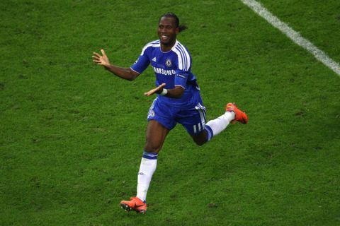 MUNICH, GERMANY - MAY 19:  Didier Drogba of Chelsea celebrates after scoring the winning penalty during UEFA Champions League Final between FC Bayern Muenchen and Chelsea at the Fussball Arena München on May 19, 2012 in Munich, Germany.  (Photo by Christof Koepsel/Bongarts/Getty Images)