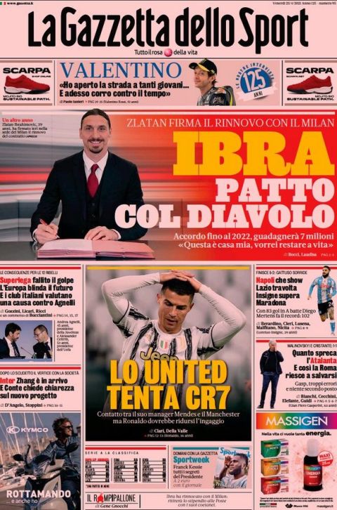 Gazzetta dello Sport: "Ο Ρονάλντο ρίχνει το κασέ του για να γυρίσει στην Μάντσεστερ Γιουνάιτεντ"