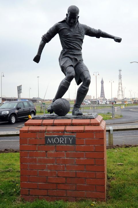 The statue of former Blackpool player Stan Mortensen, outside Bloomfield Road.