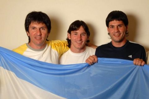 Lionel Messi with his brother and father Jorge Messi