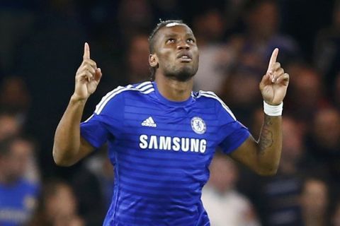 Chelsea's Didier Drogba celebrates after scoring a penalty during their Champions League Group G soccer match agaisnt Maribor at Stamford Bridge in London October 21, 2014.        REUTERS/Andrew Winning (BRITAIN  - Tags: SOCCER SPORT)   ORG XMIT: REGIONALHUBEMEA2