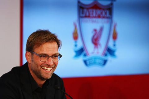 LIVERPOOL, ENGLAND - OCTOBER 09:  Jurgen Klopp is unveiled as the new manager of Liverpool FC during a press conference at Anfield on October 9, 2015 in Liverpool, England.  (Photo by Alex Livesey/Getty Images)