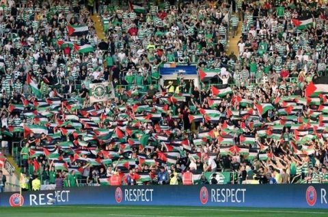 Σήκωσαν εκατοντάδες σημαίες της Παλαιστίνης οι οπαδοί της Σέλτικ