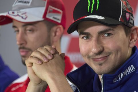 RIO HONDO, ARGENTINA - MARCH 31:  Jorge Lorenzo of Spain and Movistar Yamaha MotoGP smiles during the press conference pre-event during the MotoGp of Argentina - Previews at Termas De Rio Hondo Circuit on March 31, 2016 in Rio Hondo, Argentina.  (Photo by Mirco Lazzari gp/Getty Images)